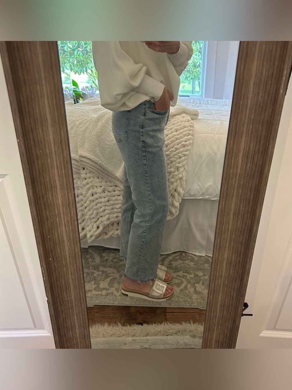 High-Rise Light Blue Straight Leg Jeans - Picture 5 of 5